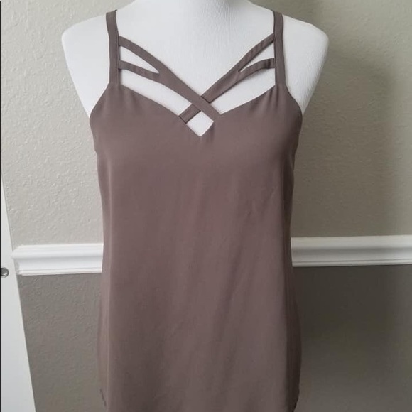 MOD Taupe/Brown Criss Cross Strappy Tank - Picture 2 of 3